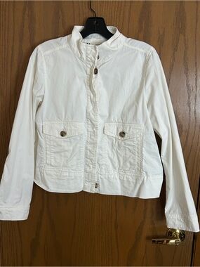 GAP White Utility Jacket | Cotton Stretch Military Style | Size Small